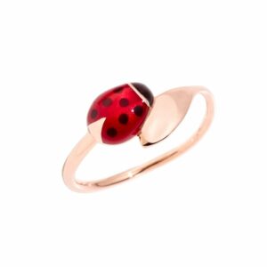 Anello Coccinella , oro rosa 9kt e smalto