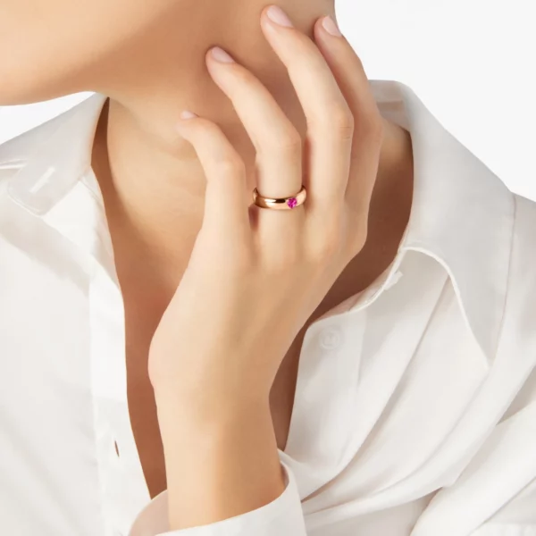 Dodo - Anello Cuore 100% amore in oro rosa 9K con 1 rubino sintetico DAC3000_HEART_SR09R - immagine 4