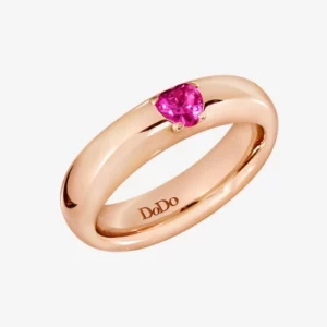 Dodo - Anello Cuore 100% amore in oro rosa 9K con 1 rubino sintetico DAC3000_HEART_SR09R