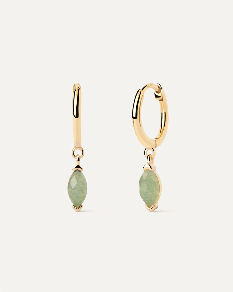 PD PAOLA-ORECCHINI A CERCHIO PLACCATI ORO CON AVVENTURINA VERDE NOMAD  AR01-A07-U
