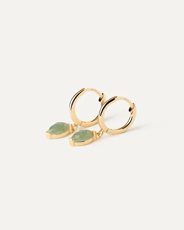 PD PAOLA-ORECCHINI A CERCHIO PLACCATI ORO CON AVVENTURINA VERDE NOMAD  AR01-A07-U - immagine 4