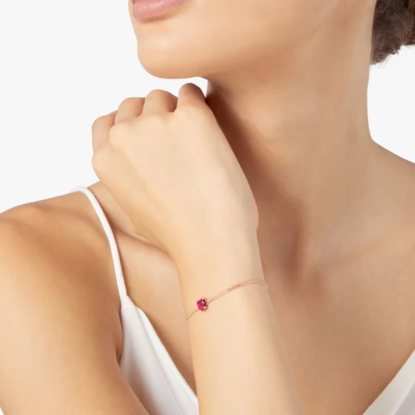 DoDo - Bracciale Cuore in Oro Rosa 9K con 1 rubino sintetico DBC3000_HEART_SR09R - immagine 3