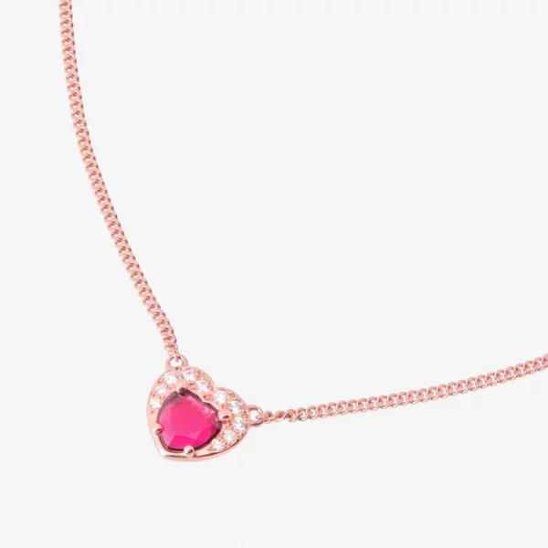 DoDo - Collana Cuore in Oro Rosa 9K con 1 Rubino sintetico e 10 Diamanti bianchi DCC3000_HEART_DSR9R - immagine 2