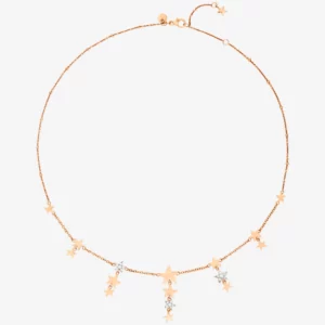 DoDo - Collana 13 Stelline in Oro Rosa 9K e 3 stelline in oro rosa 9K con 18 diamanti bianchi DCC1005_SSTAR_DB09R