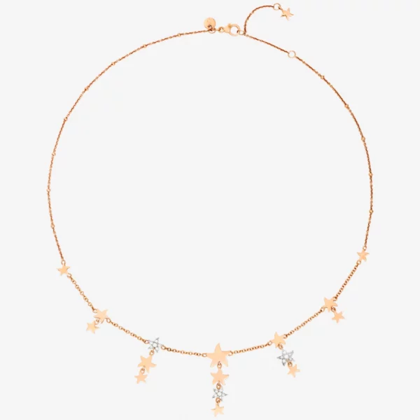 DoDo - Collana 13 Stelline in Oro Rosa 9K e 3 stelline in oro rosa 9K con 18 diamanti bianchi DCC1005_SSTAR_DB09R